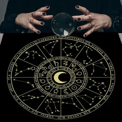 Psychedelic Starry Sky Tarot Tablecloth Altar Cloth Triple Moon Pentagrams Wheel Of The Zodiac Astrology Mandala Tarot Tapestry