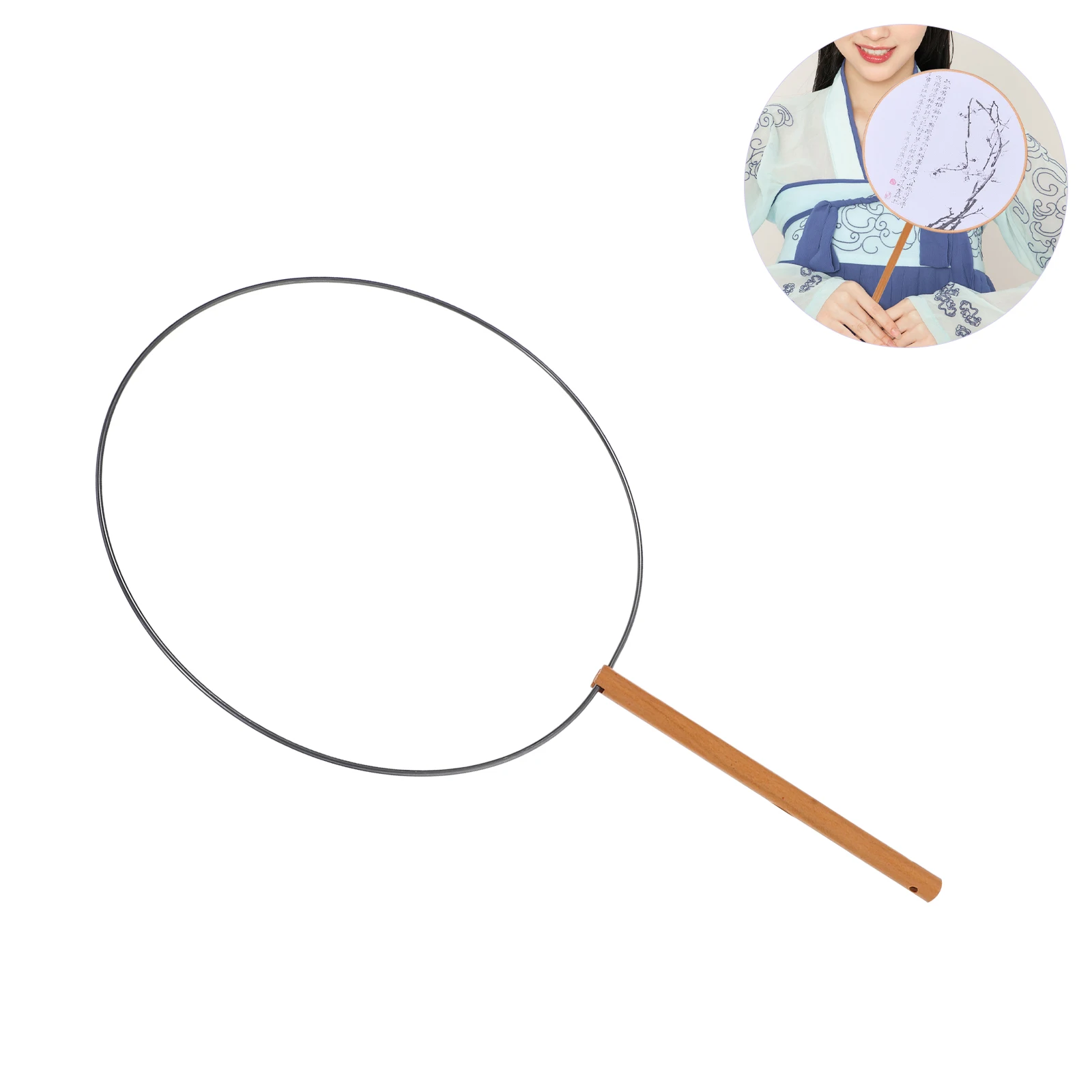 

5pcs Handcrafted Iron Fan Frames Unfinished Wooden Sticks For Hanfu Wedding Diy Craft Chinese Style Decorative Round Folding
