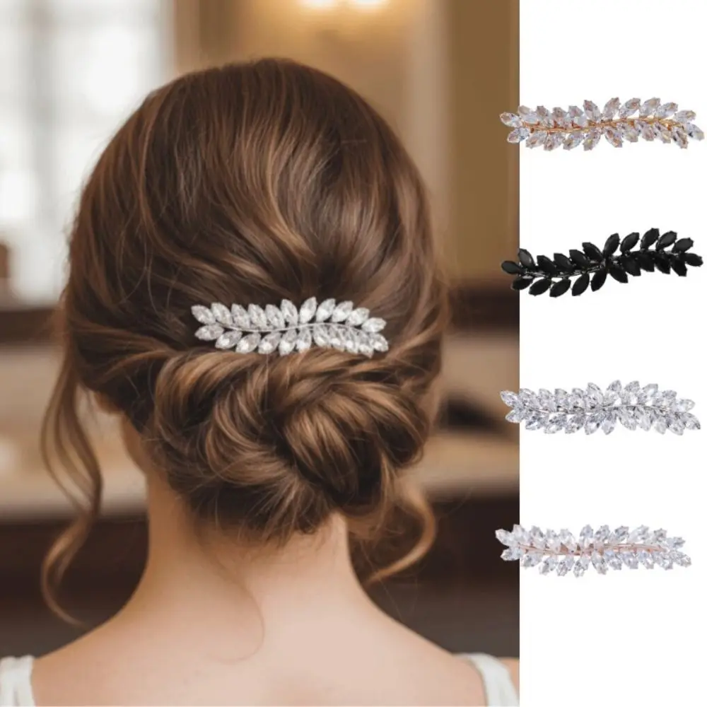 Elegant Wheat Shape Zirconia Hair Clip Shining Rhinestone Gifts Side Clip Rhinestone Barettes Party Banquet