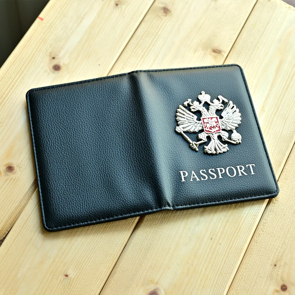 Metal Russian National Emblem Passport Cover Fashion Travel Wallet Passport Bag Travel Document Organizer Passports Clip view 2