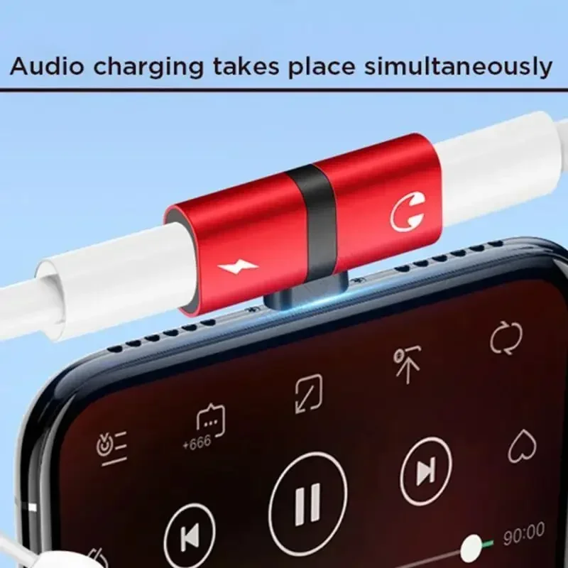 2 in 1 Audio Jack to Mobile Phone charge double-end Adapter For IOS  Audio Headphone Charging Converter For IPhone 15 14 13 Plus