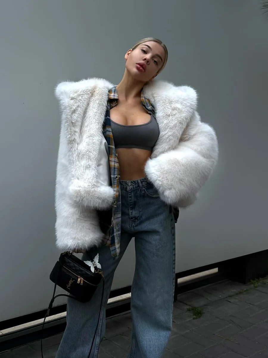 

Stylish Faux Fur Coat Short Plush Teddy Fur Coat Warm Hooded Shaggy Jacket Chic Cropped Fluffy Fur Coat For Women Outerwear