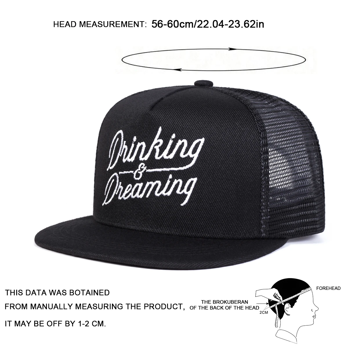 Unisex DRINKING DREAMING Embroidery Hip-hop Net Hats Spring Summer Outdoor Adjustable Casual Baseball Caps Sunscreen Hat Cap