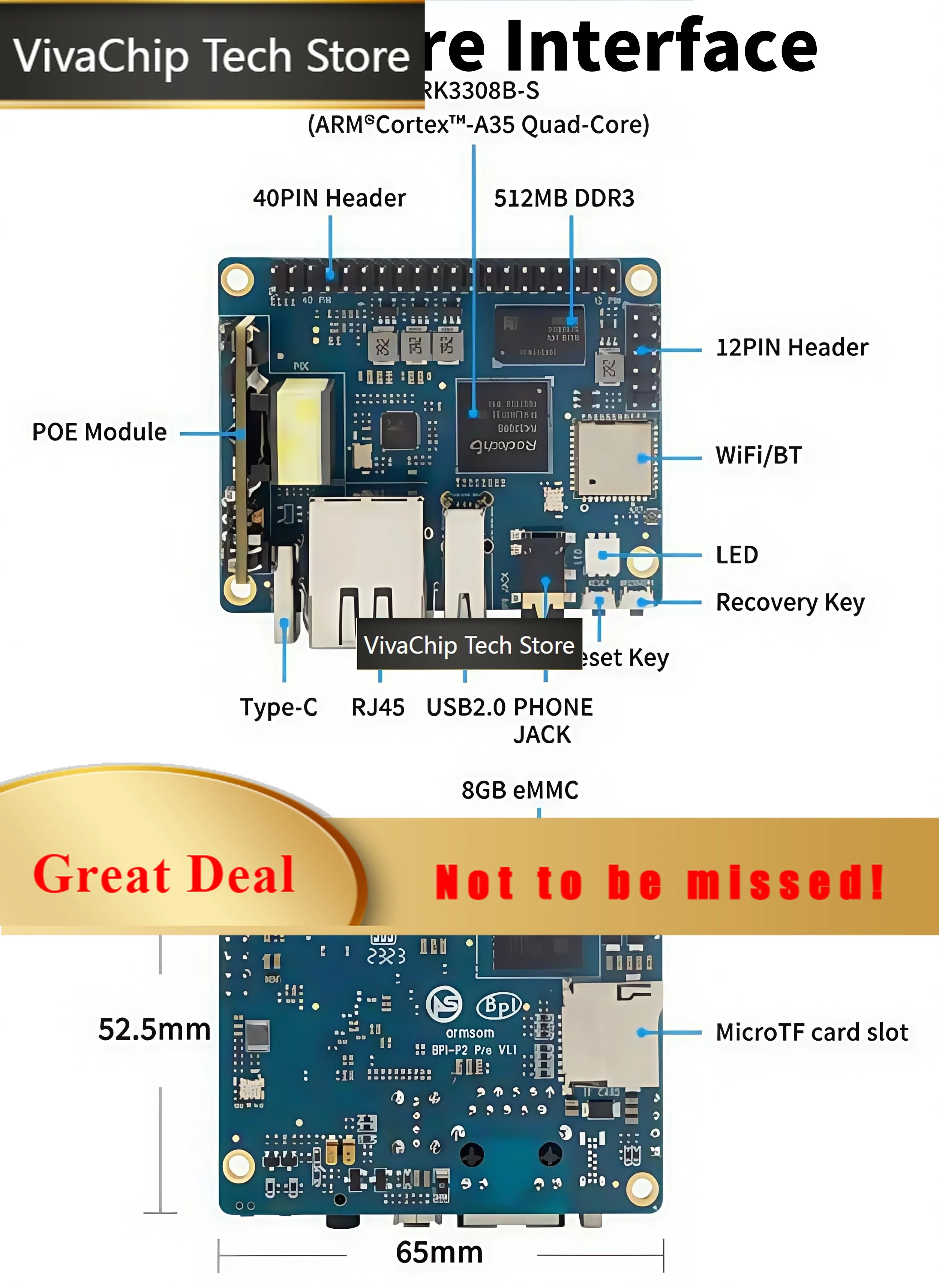 VivaChip TechBanana Pi BPI-P2 Pro Rockchip RK3308 Chip Solution