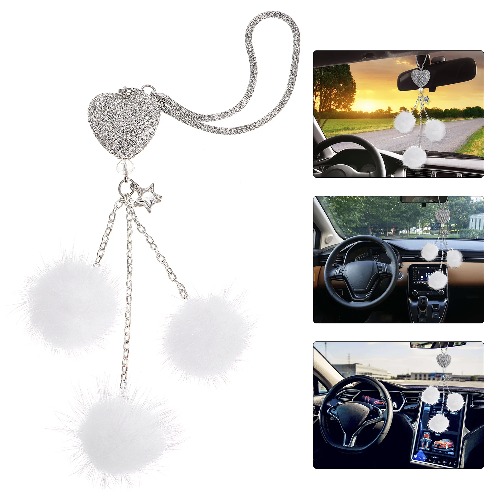 

Chic Rhinestone Ball Car Pendant Hanging Ornament Auto Interior Decor Rearview Mirror Bag Bedroom Durable Gift Family