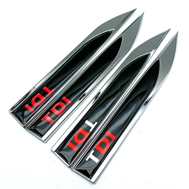 2Pcs 3D Blade Metal Logo TDI Emblem Car Fender Badge Decal For Volkswagen VW Polo Golf 6 7 Passat B6 T5 TDI Sticker Accessories