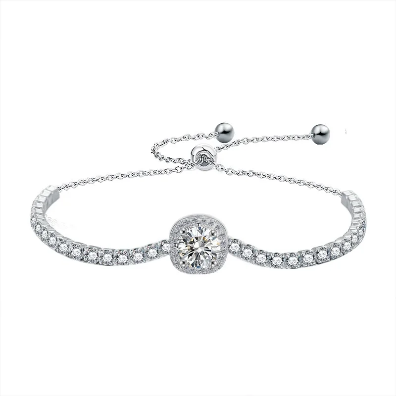 

ZFSILVER Fashion Classic 925 Silver Luxury Moissanite Design Square Bracelet Charms Women Accessories Luxury Jewelry Gift XRZ016