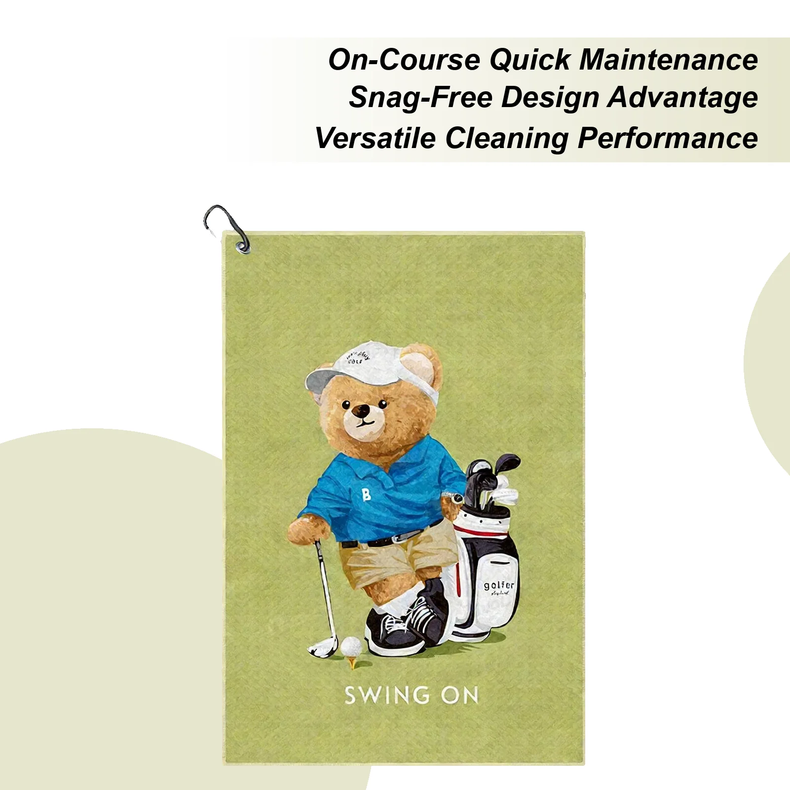 

Полотенца для гольфа для мужчин, чистящие средства с карабином, зажимом с медвежьим принтом, забавные полотенца для гольфа для мужчин, женщин, начинающих, клуб энтузиастов