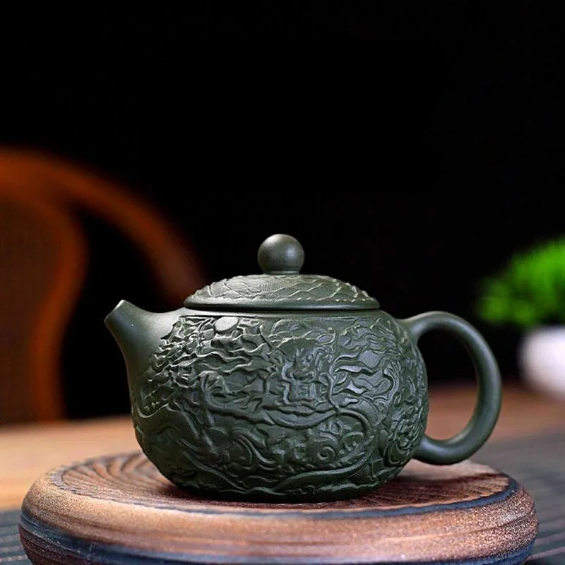 230ml Yixing Purple Clay Pot Handmade Teapot Home Kung Fu Tea Green Clay Dragon Xishi Pot