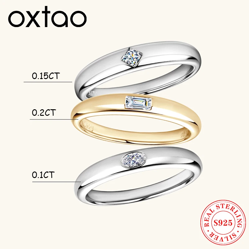 

OXTAO Solitaire Diamond Ring for Women Original 925 Silver Sparkling Moissanite Ring Wedding Engagement Rings Jewelry Gift