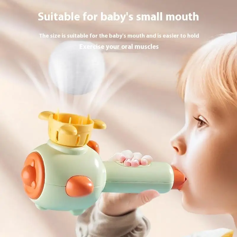 Children's Three In One Breathing Practice Toy Whistling Floating Blowpipe Ball Blowing Balloon Launcher Education Practice Toy