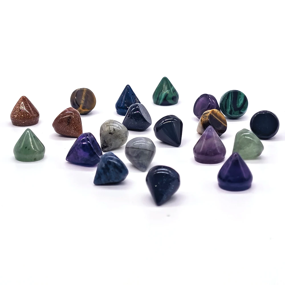 10*10mm pedra de cristal natural bala cone studs e picos para roupas diy artesanato saco sapato artesanato caso do telefone decoração acessórios