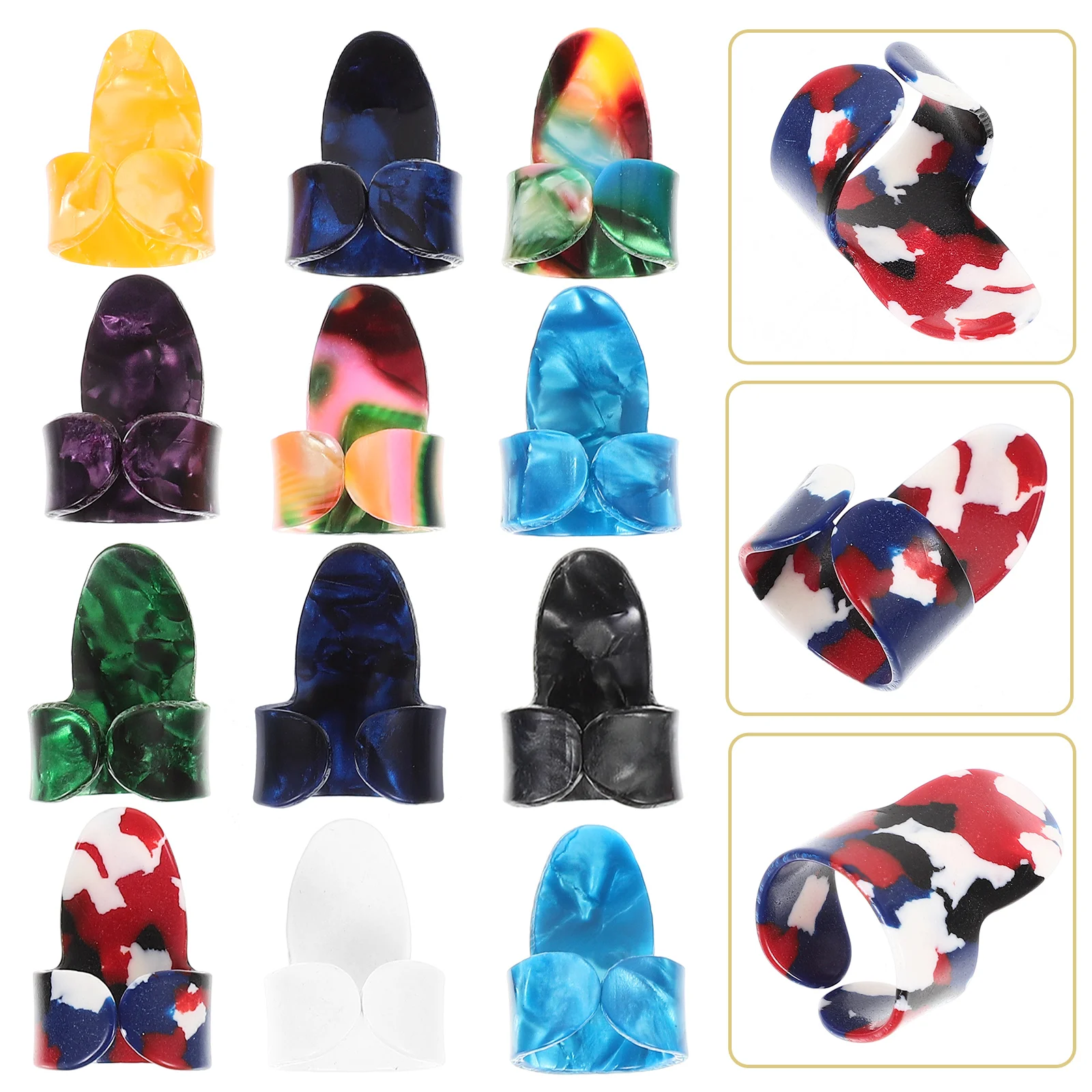 

12pcs Xylonite Guitar Finger Picks For Bass Electric Acoustic Guitars Thick Grip Comfortable Durable Guitar Accessories