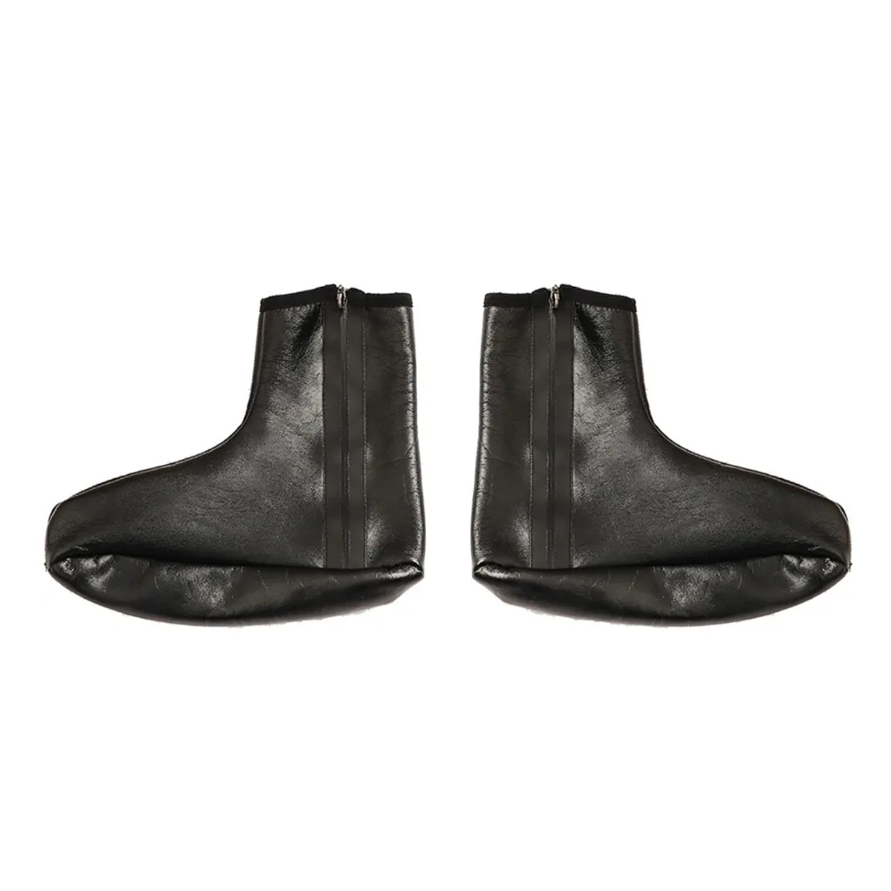 

Fashion Anti-slip Zipper PU Foot Warmers Windproof Thicken Winter PU Floor Socks Soft Solid Color Thick Mid-calf Socks Women Men