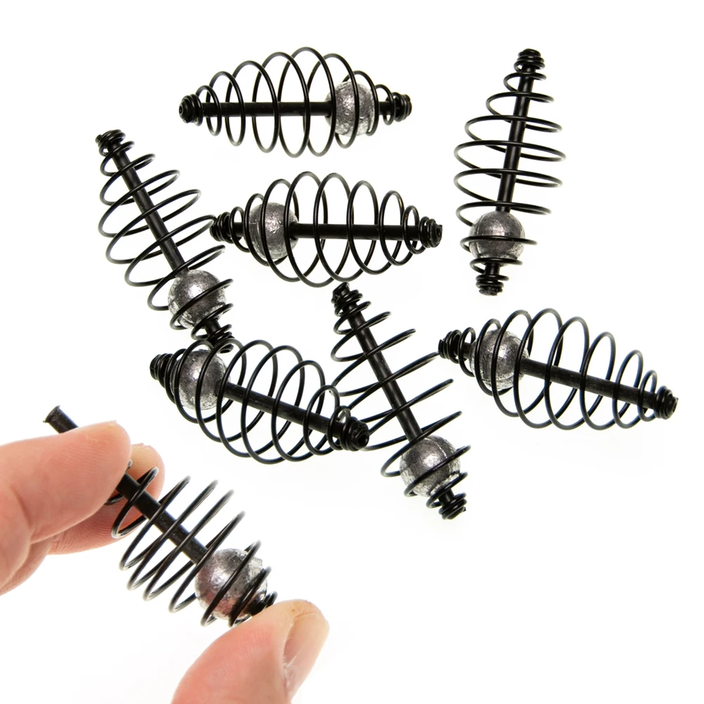 

10PCS Carp Feeder Bait Cage Spring Fishing Tackle Cages Baitholder Hooks With Sinkers