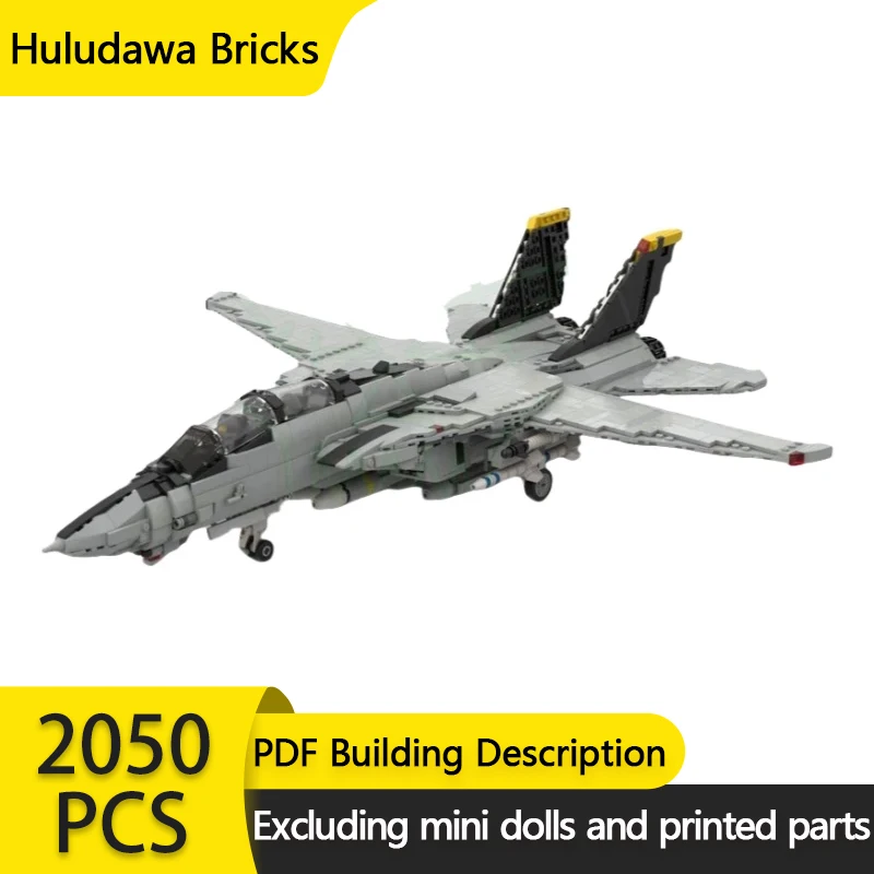 Military Aircraft Model MOC Building Bricks 1:35 F-14 Cat Fighter Jet Modular Technology Gift Holiday Assemble Children Toy Suit