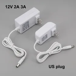 US plug white AC TO DC 12V 2A 3A 2000ma 12volt  Power Supply Adapter Lighting Transformers Charger For LED Strip 5.5x2.5mm