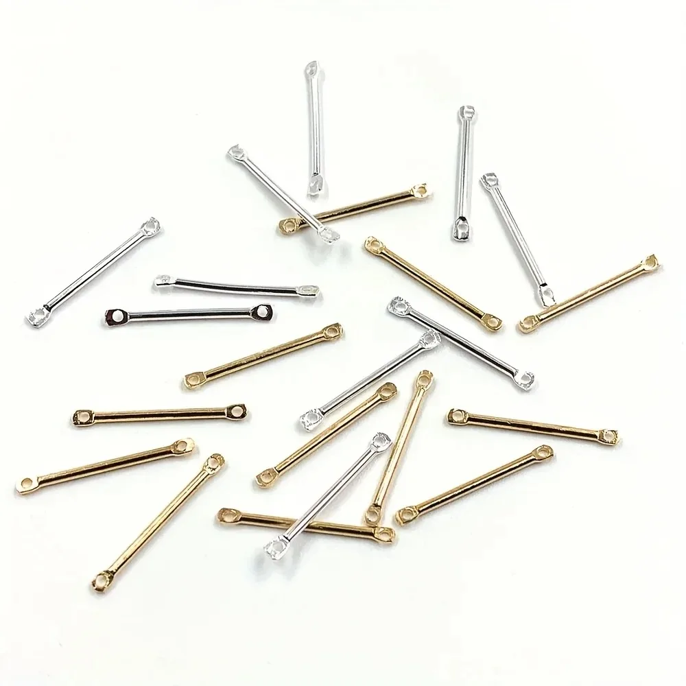 50Pcs Blank Bar Links for Jewelry Making - Silver, Gold, Rhodium Rectangle Metal Connectors (Bracelet, Necklace Links)