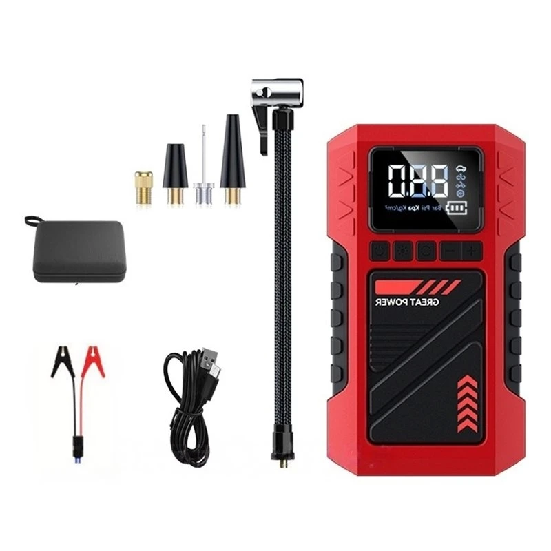 Unusual Digital Tire Pressure Gauge& LED Light Tire Inflator Portable Air Compressor 14.8V Car Battery Jump With Auto Shut-Off