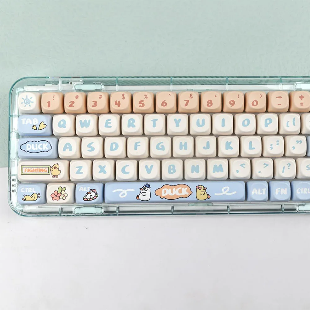 

139 Keys Yellow Cute Duck Keycaps MOA Profile PBT DYE-SYB Key Caps Kit for 60/75/100 Key Mx Cherry Gaming Mechanical Keyboard