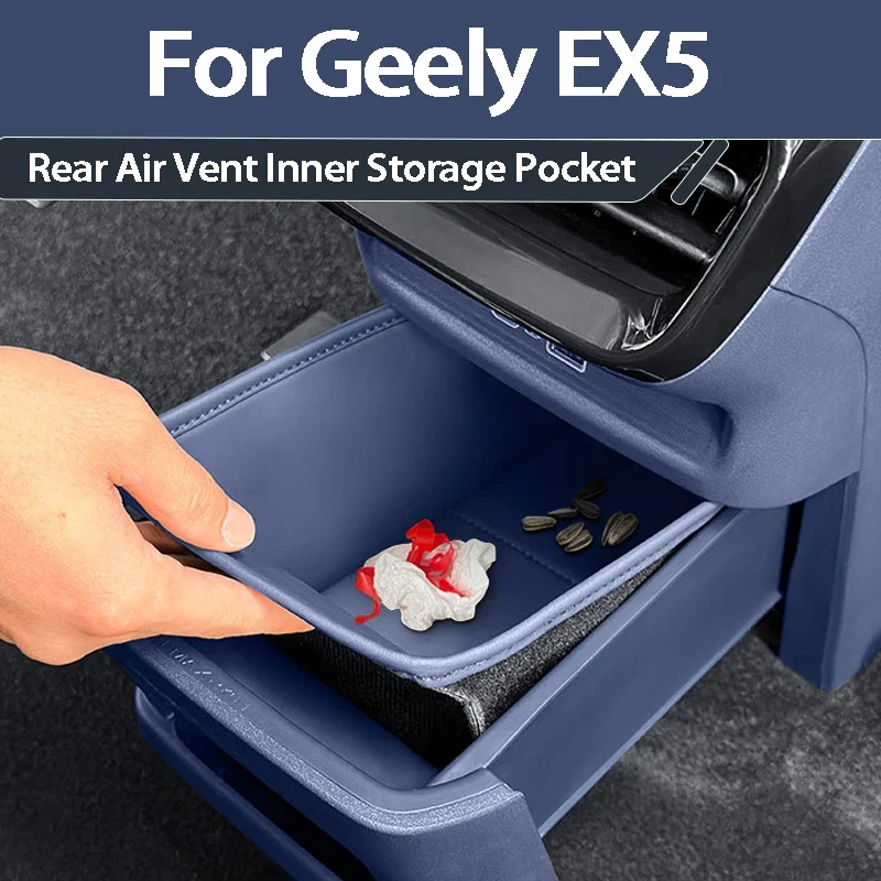 For Geely EX5 Galaxy E5 2024-2026 Rear Air Outlet Inner Storage Pocket Leather Organizer Pouch Car Interior Accessories