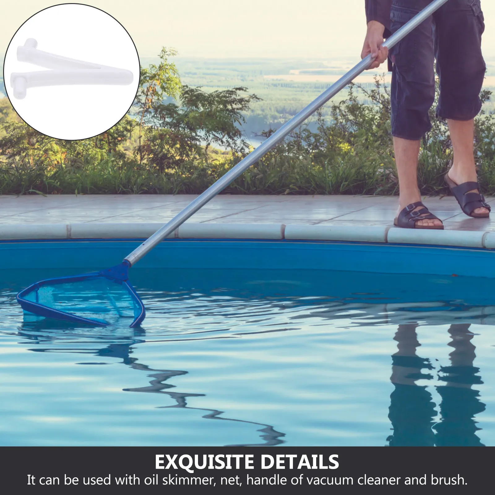 24Pcs Pool V Clips for Swimming Pool Maintenance – V-Shaped Plastic Clips for Brush, Net, Skimmer & Vacuum Handle