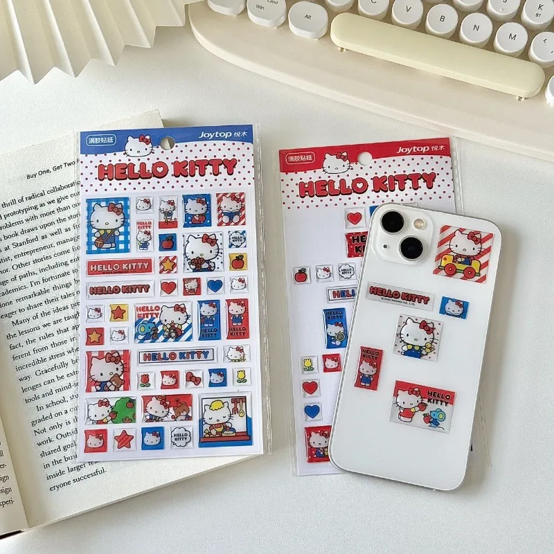 Hello Kitty Stickers Sanrio Cute and Adorable Phone Cases Decorative Notebooks Water Cups Luggage Student Rewards Guitar Sticker