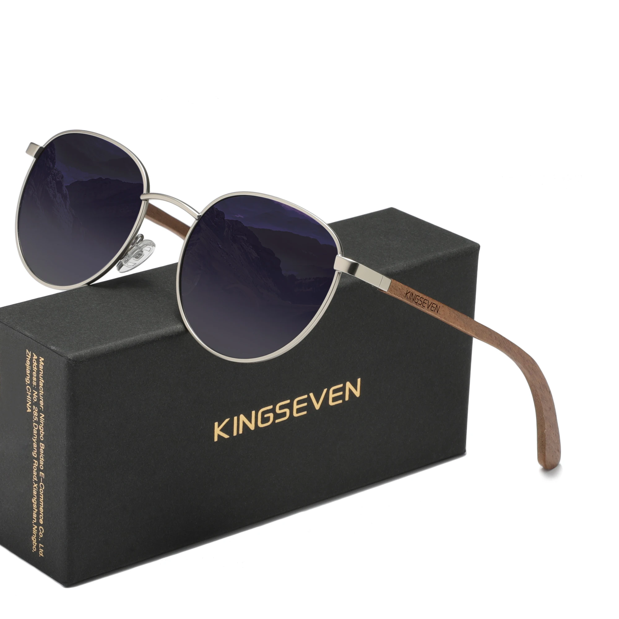 KINGSEVEN Wooden Pilot Sunglasses for Men Walnut Wooden Polarized  Sun Glasses Women  Eyewear UV400 Eyewear Shades Oculos