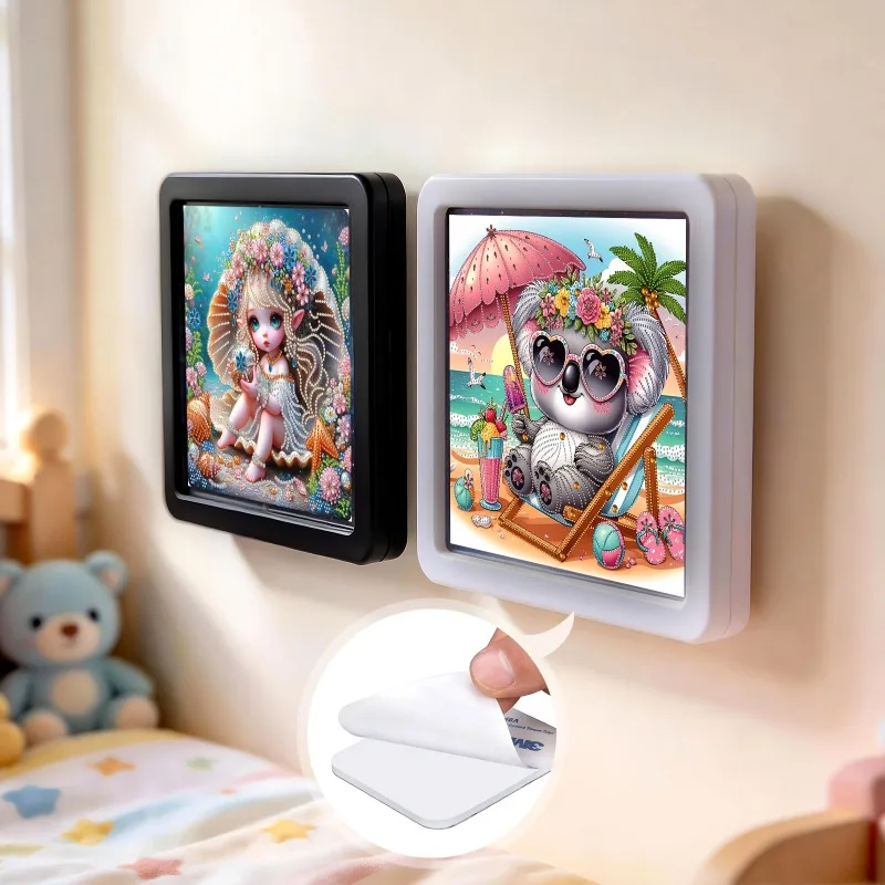 

5pcs Black/White Diamond Painting Frames Transparent HD Thin Film Frame Flip-Open Easy Art Replacement Fits 20X20Cm Diamond Arts