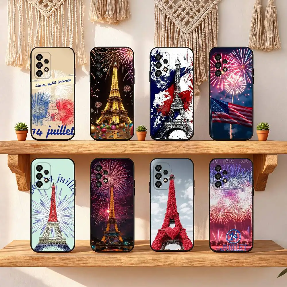 14 juillet Phone Case For Samsung Galaxy S25 S24 S23 S22 S21 S20 S10 S10E Ultra Plus FE Note 20 Ultra Black Cover