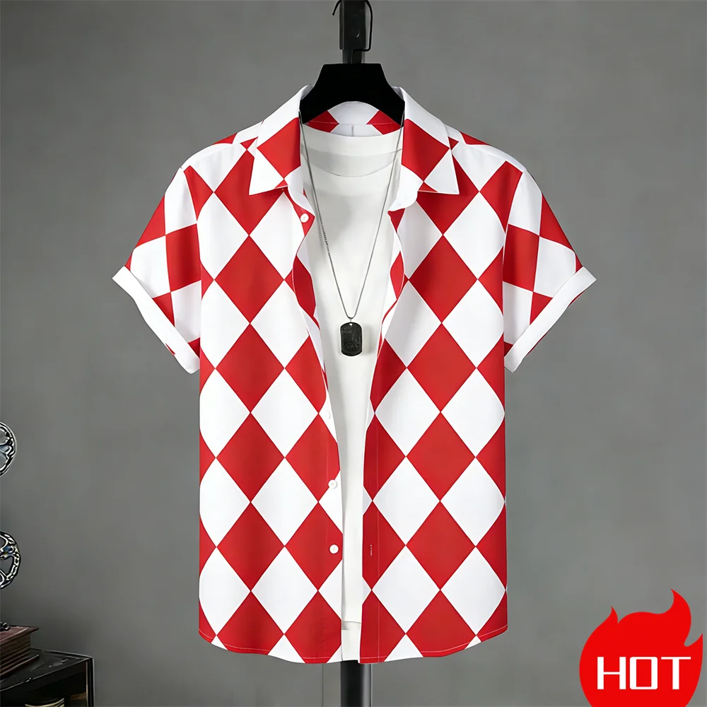 Summer men's Short Sleeved Shirt Stripe Pattern Print Shirts For Man Fashion Casual men's women's Shirts Y2k Clothes Man Shirts