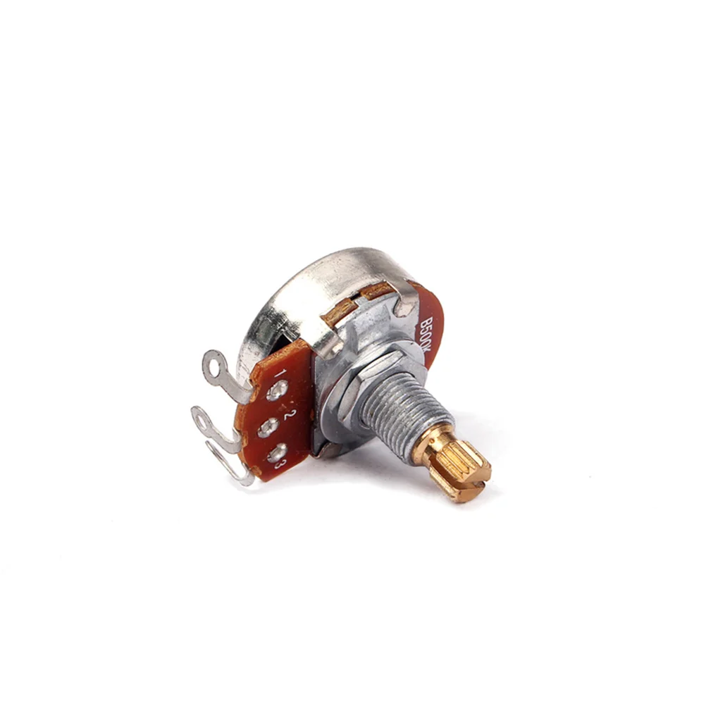 B500k Mini Long Knurled Split Shaft Copper Head Guitar Potentiometer for Volume Tone Control Audio Log Linear Pots Replacement