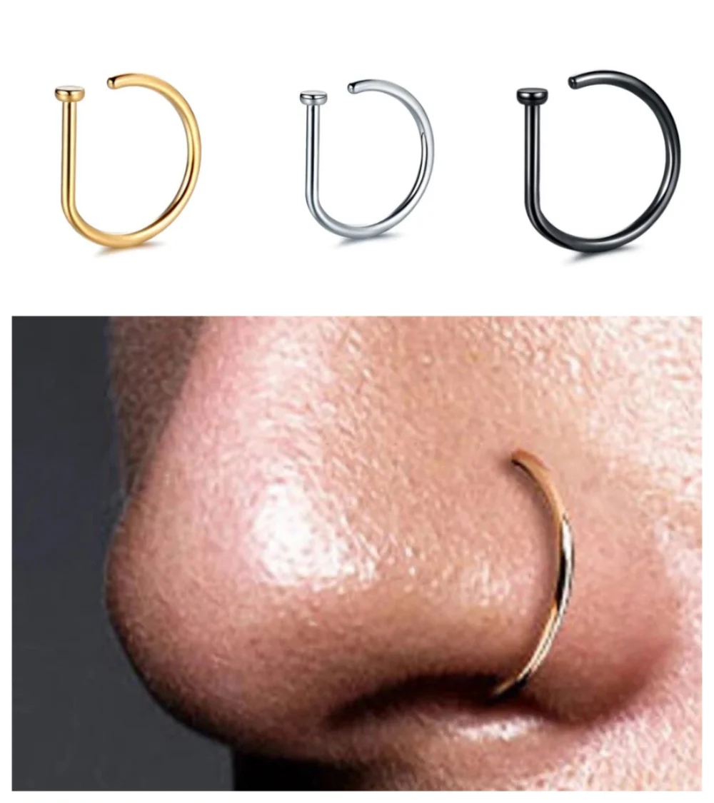 

1Pc Punk C Shaped Fake Nose Ring Hoop Septum Rings Twist U Shape Nose Piercing Fake Piercing Oreja Pircing Jewelry Faux Piercing