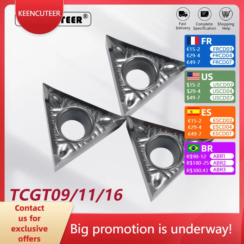 

TCGT090202 TCGT110204 TCGT16T308-AK H01 карбидная вставка для алюминиевой облицовки/L внешний токарный инструмент лезвие токарный станок детали ЧПУ резак