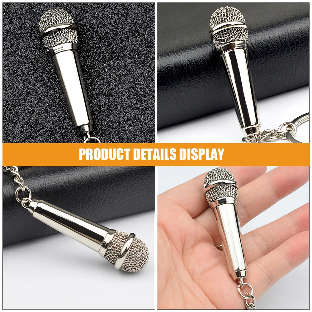 2pcs Microphone Keychain - Metal Mini Music Mic Pendant Key Ring for Bag, Purse, Backpack - Cute Practical Gift