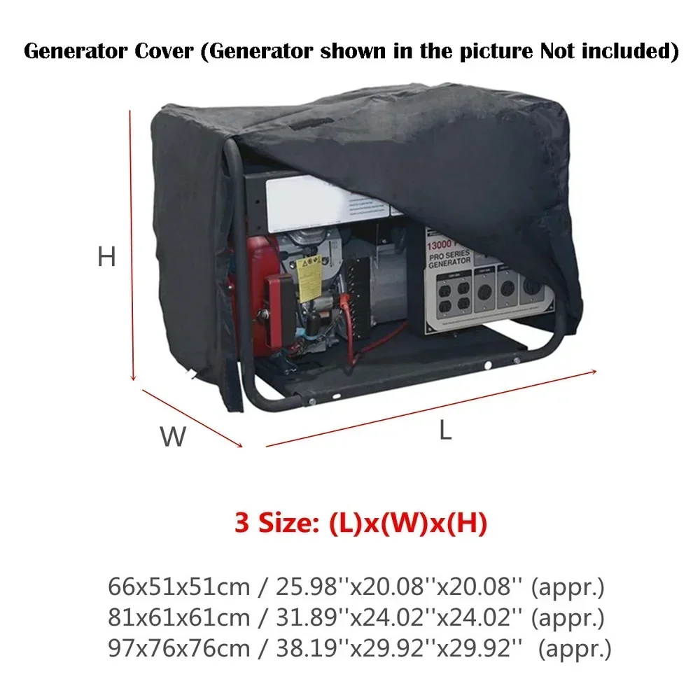 210D Oxford Fabric Black Waterproof Universal Generator Cover for Most All-weather GeneratorsWind and Dust Protection Cover