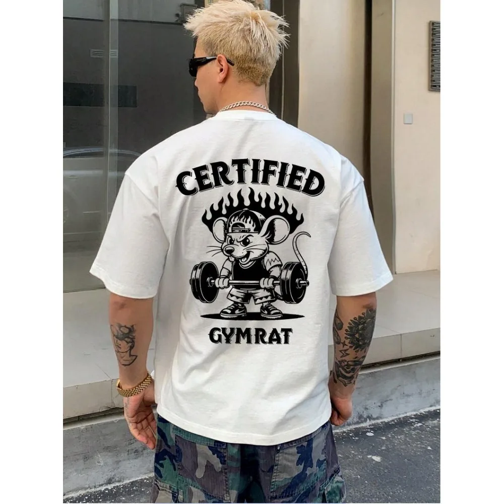 Certified Gym Rat Heavy Cotton Tees Fitness Shirt Workout Attire Gift for Gym Enthusiasts Unisex Tee Funny Gym Top Gift for Men