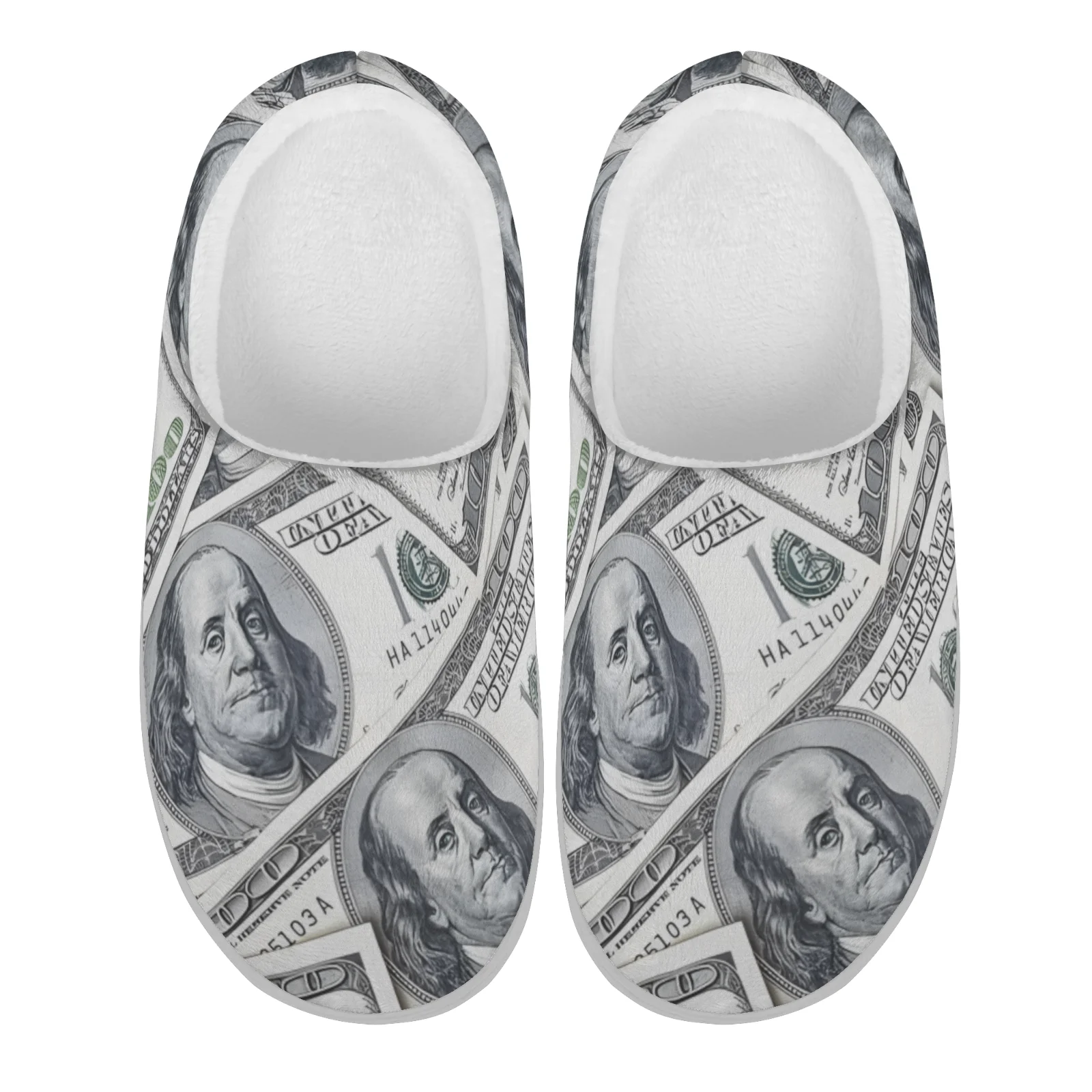 

Custom Shoes Dollar Bill Prints Home Cotton Slippers High Quality Plush Fashion Casual Keep Warm Shoes Thermal Slipper