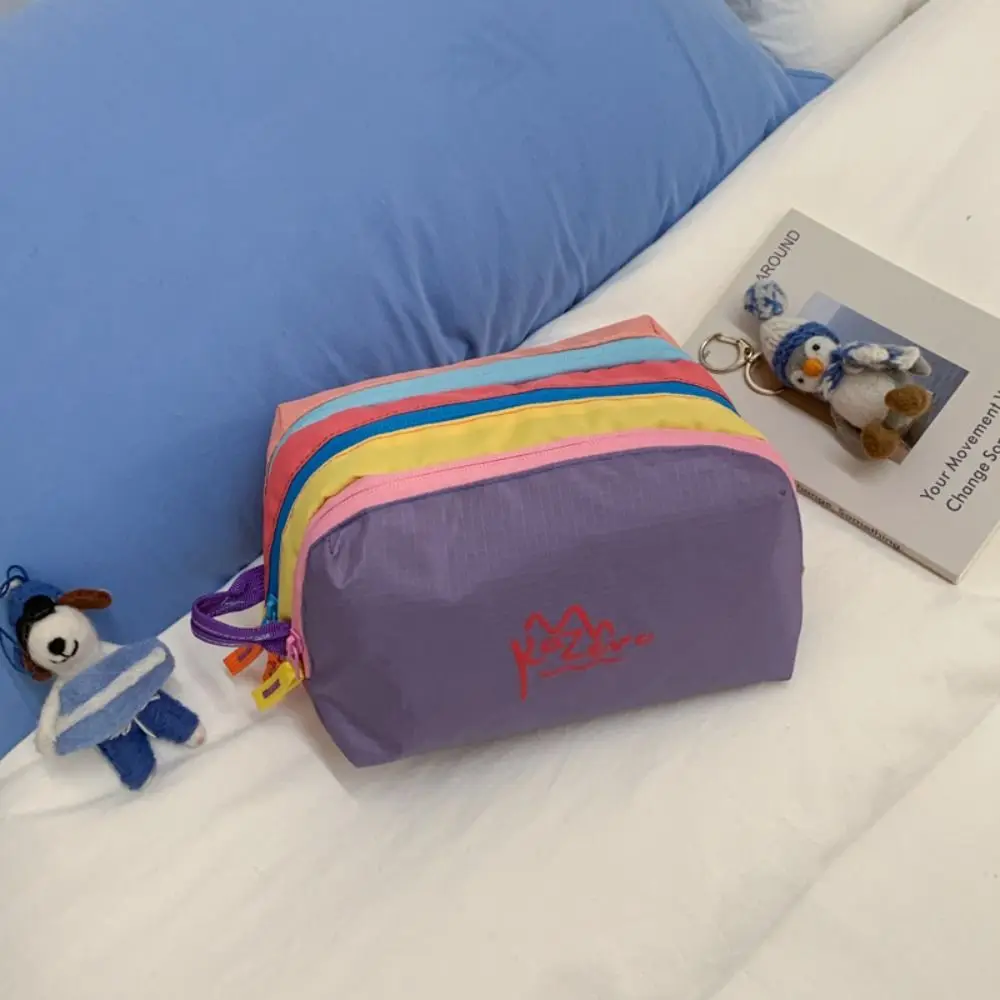 Lovely Multifunctional Dopamine Makeup Bag Coin Purse Multi-Pocket Cute Cosmetic Bag Zipper Waterproof Nylon Toiletry Bag Girls