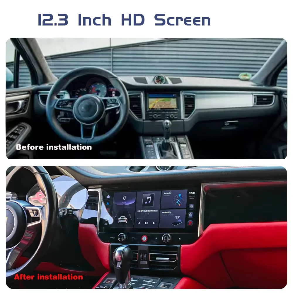 12.3inch Car Multimedia Video Player For Porsche Macan 2014 2015 2017 GPS Navigation Android13 Radio stereo Carplay 4G wifi