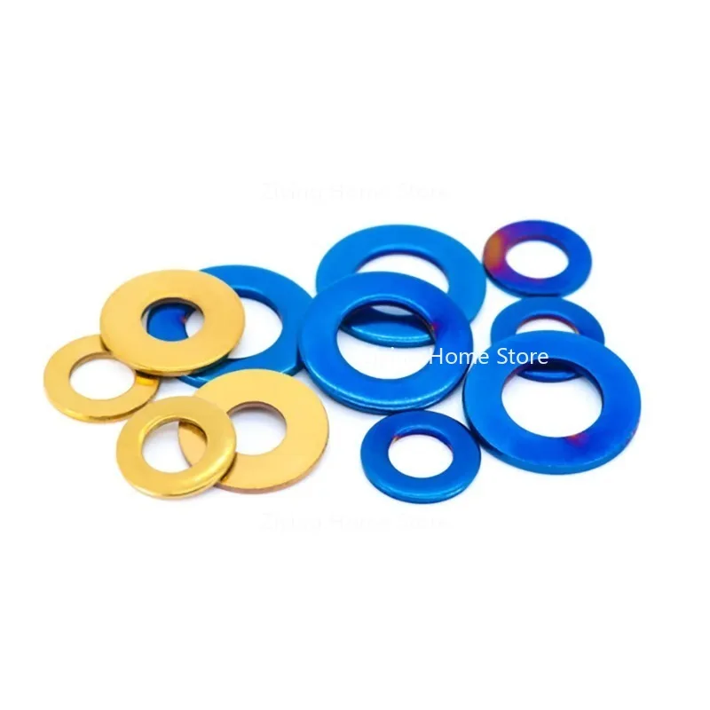 

M4 M5 M6 SUS304 Stainless Steel Burning Blue & Titanium Plate Circular Flat Washer Motorcycle Decorative Gasket