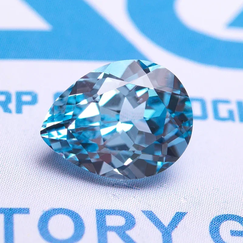 

Lab Grown Sapphire Pear Shape Aquamarine Charm Gemstones for Handmade Diy Jewelry Making Pendant Ring Selectable AGL Certificate