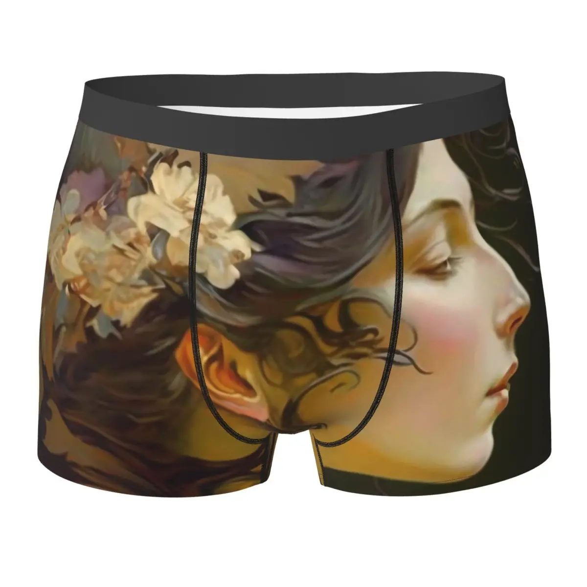 Art Nouveau Lady Underwear Retro Print Men's Underpants Print Stretch Boxer Shorts High Quality Shorts Briefs Plus Size 2XL