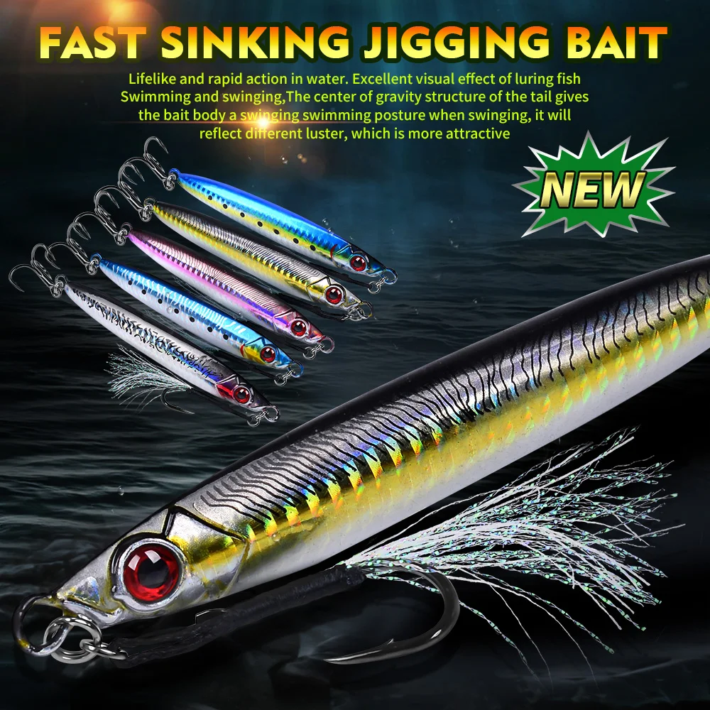 Proberos 1pc Saltwater Jigs Speed Jigging Slow Jigging Pitching Lures, Vertical Jigging Artificial Lures Jigging Lure Fishing Ji