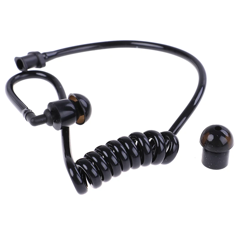 

Black acoustic air tube replacement coil earplug for radio earpiece headset