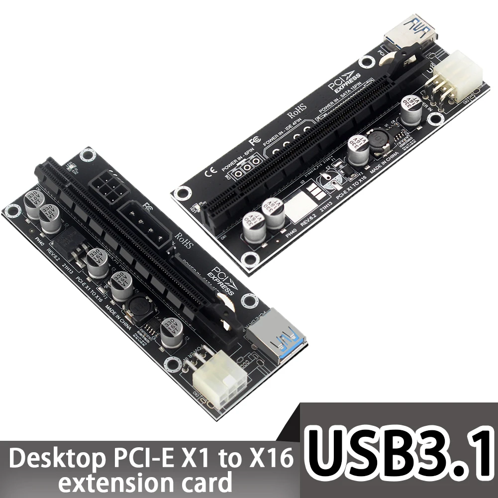 

PCI-E Riser Card PCI Express X1 To X16 Adapter USB3.0 Cable SATA Square 6Pin Power PCIe Extension Riser for Mining Bitcoin Miner