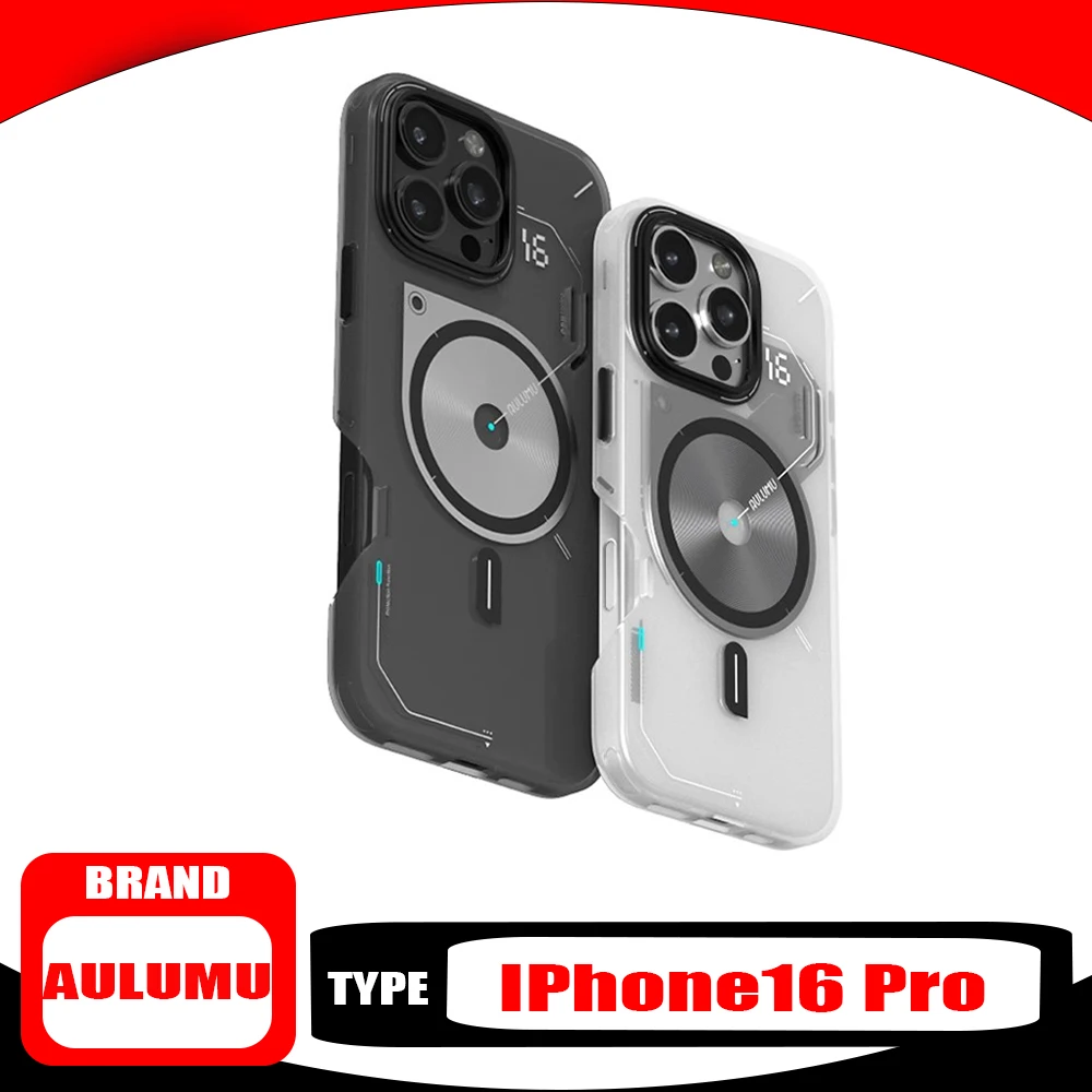 

ALUMU Transparent Phone Case For iPhone16 Pro Max TPU Aluminium Alloy All Inclusive Anti Drop Magnetic Functional Sellphone Case