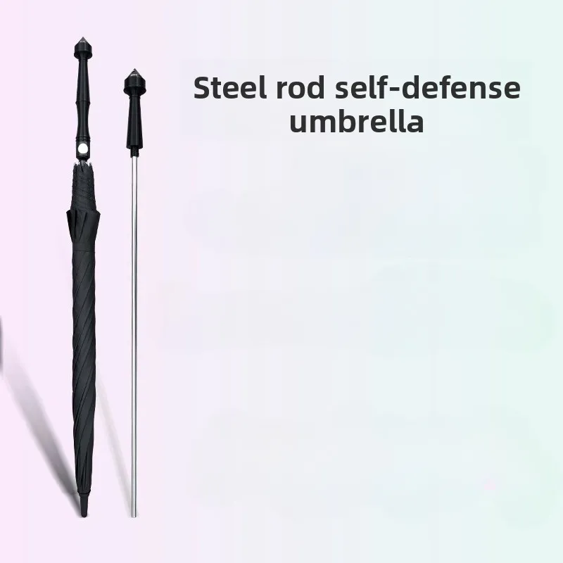 

Solid Steel Self-Defense Umbrella, Extra Long Handle Rain Umbrella with Aluminum Alloy Window Breaker, Sword Umbrella for Men