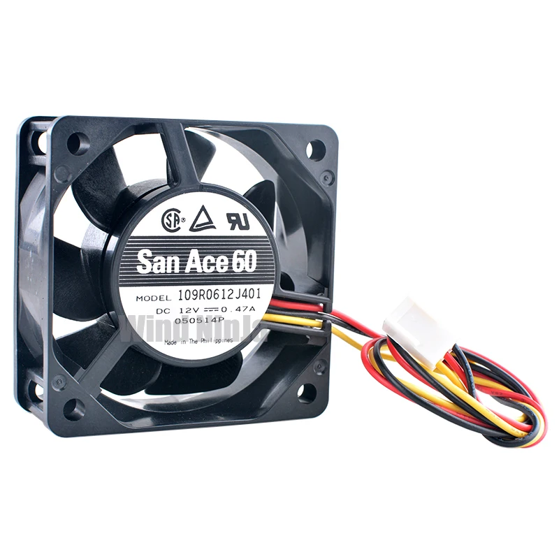 109R0612J401 6cm 60mm fan 60x60x25mm DC12V 0.47A 3pin Dual ball bearing cooling fan for chassis CPU power supply