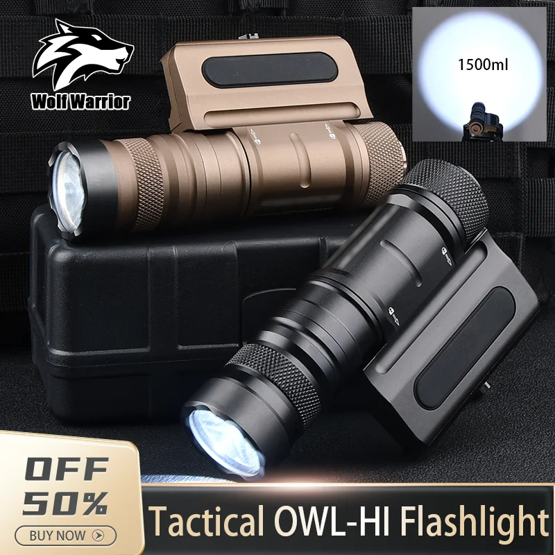 Tactic Flashlight 1500lumens Powerful Optimized Weapon Light Cloud OWL Tactical Flashlight for20mm Rail Hunting Gun Rifle ﻿